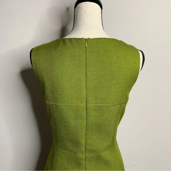 David Meister Olive Green Button Detail Sheath Dress - Picture 10 of 14